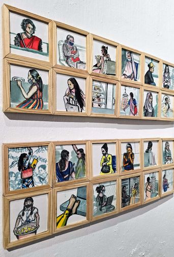 Exhibition view of ‘Capturing Slowness’ at VKL Warehouse, Kochi-Muziris Biennale 2025–26.