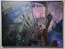 Exhibition view of ‘Staged Narratives’ at BMS Warehouse, Kochi-Muziris Biennale 2025–26.