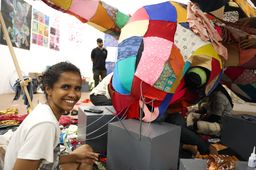 From the upcycled soft-sculpture workshop at ABC Art Room, Fort Kochi Water Metro station.