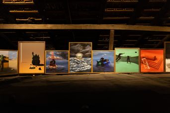 Exhibition view at Ishara House, a Kochi-Muziris Biennale venue in Mattancherry.