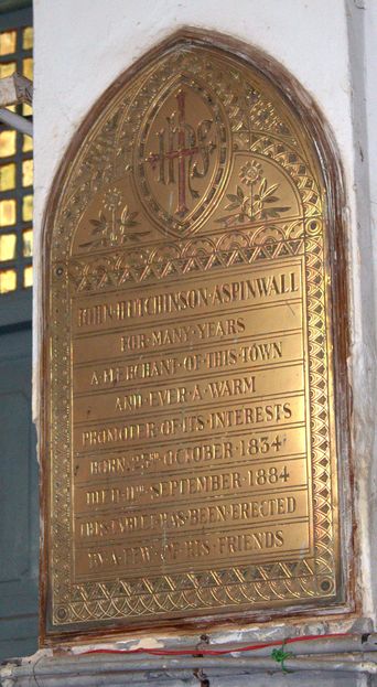 Commemorative plaque of John Hutchison Aspinwall at Saint Francis Church, Fort Kochi.