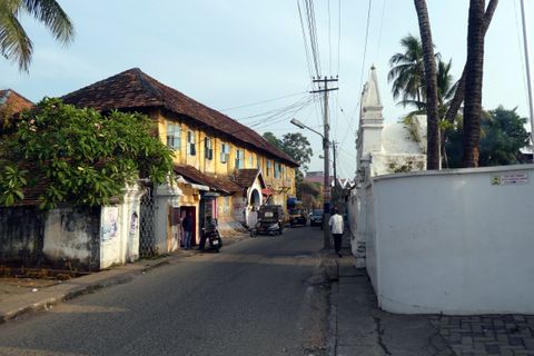 Bazaar Road in Fort Kochi near Holy Cross chapel.