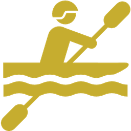 Line drawing of a person kayaking.