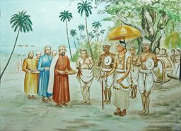 Artwork depicting Jewish immigrants in Kerala, India.